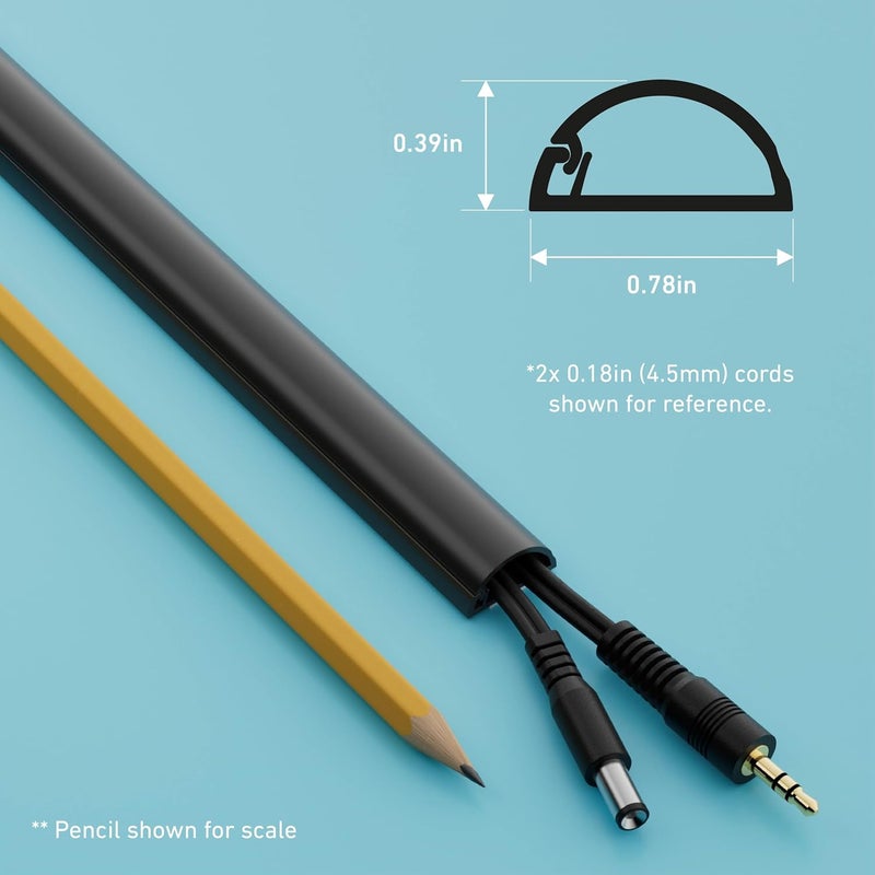 D-Line 31.4in TV Cord Hider, Patented Half Round Cable Cover, Hide Wall Mount TV Wires, Hinged One-Piece Cable Concealer, Adhesive, Decorative Raceway - 2X 0.78in W x 0.39in H x 15.7in L - Black - Image 3