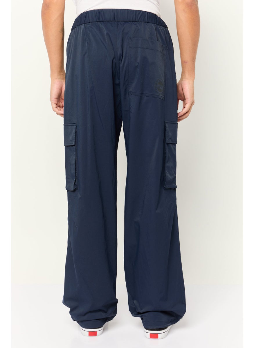 ESPRIT Men Regular Fit Plain Cargo Pants, Navy  - Image 4