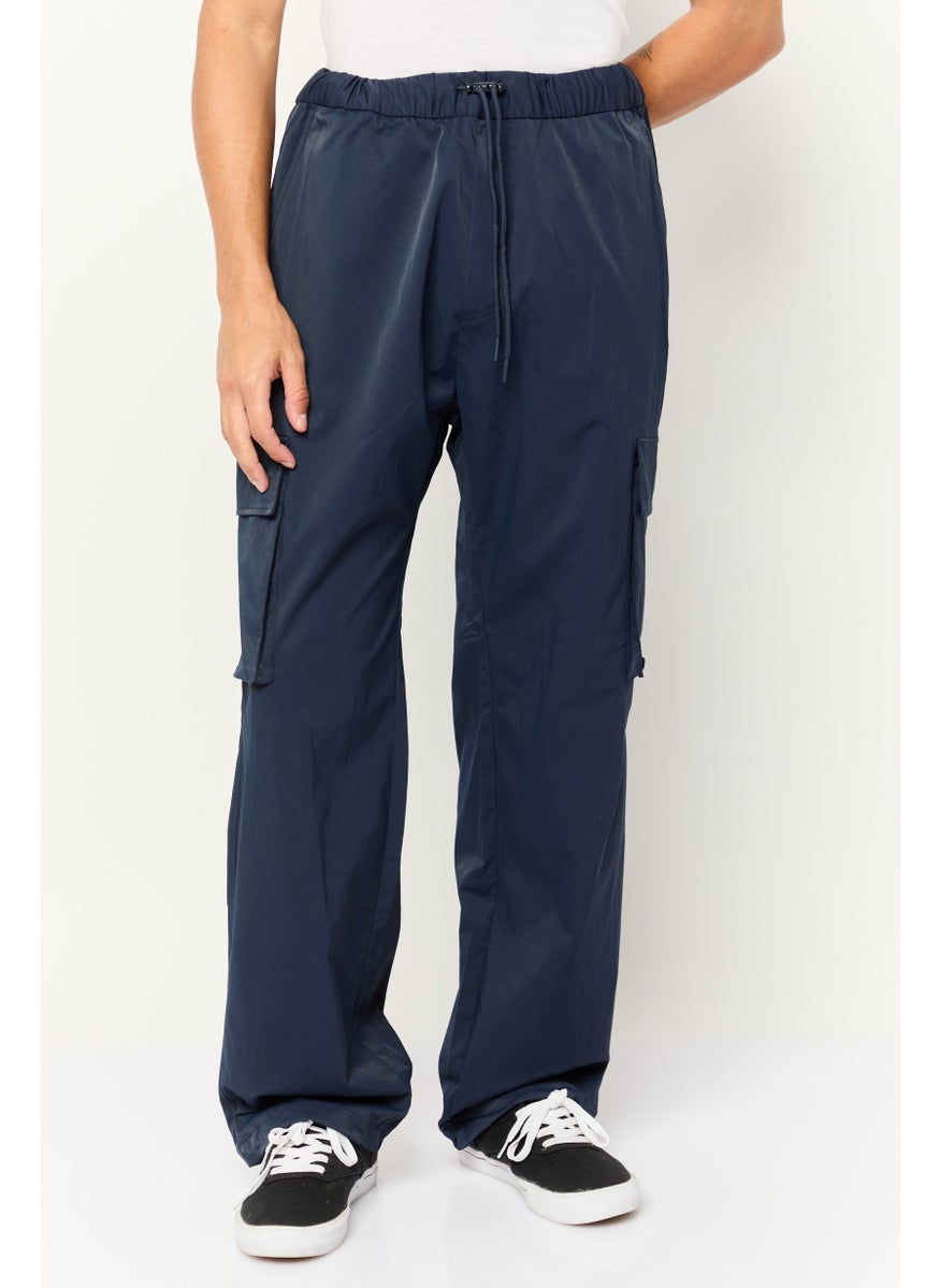 ESPRIT Men Regular Fit Plain Cargo Pants, Navy  - Image 1