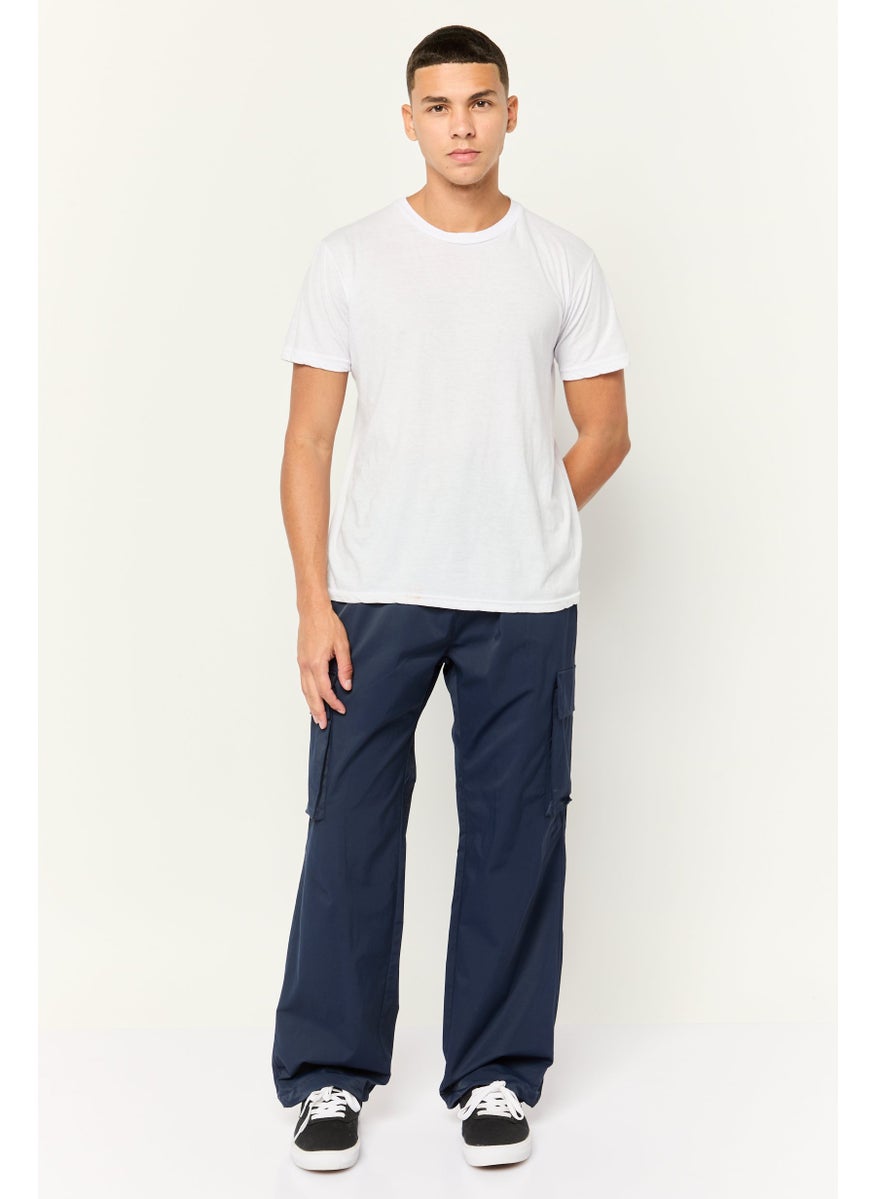 ESPRIT Men Regular Fit Plain Cargo Pants, Navy  - Image 2
