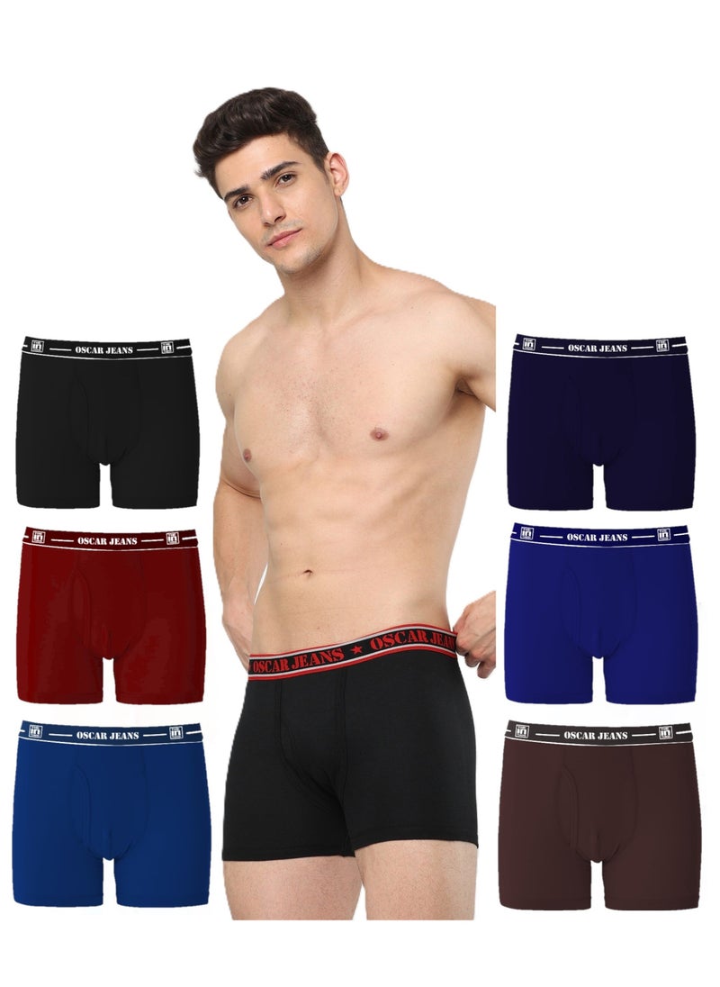 OSCAR JEANS Double-Knit 100% Cotton Mens Boxer Briefs Underwear  Organic Ultrasoft Breathable Antibacterial 6 Pack  - Image 1