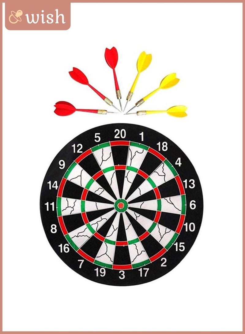 Wish Double Faced 17 inch Portable Dart Board with 6 Darts Set for Kids Children, Indoor Sports Games Board Game Dart Board Board Game - Image 1