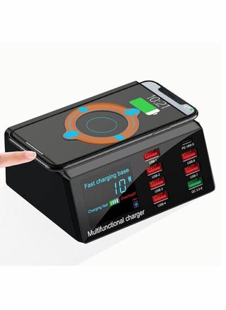 100W Quick Charge 3.0 8-Port USB Fast Charger,10W Max for Phone Wireless Charging,9-in-1 Multi-Device Charging Station, Black - pzsku/Z5E01FFCF56F5E9A6947AZ/45/_/1692958880/6d5a78f5-4fd8-4f28-8683-e5ec6fb96902