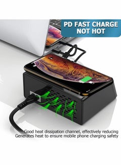 XiuWoo 100W Quick Charge 3.0 8-Port USB Fast Charger,10W Max for Phone Wireless Charging,9-in-1 Multi-Device Charging Station, Black  - Image 3