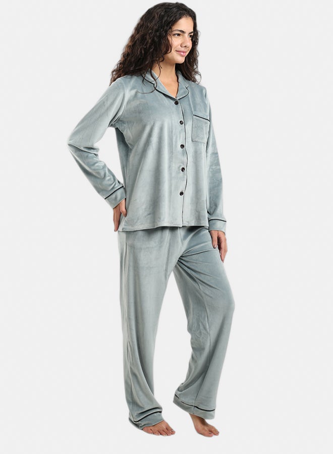 Carina Piping Velvet Pyjama Set - Image 2