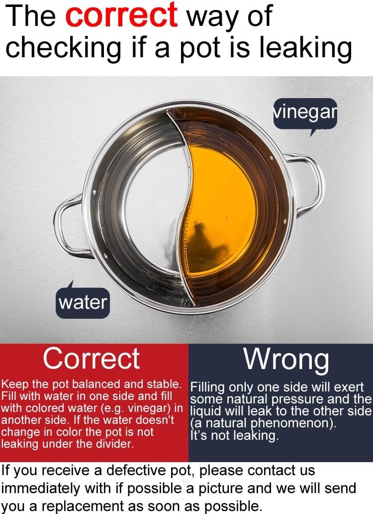 MUGATH Stainless Steel Shabu Shabu Hot Pot with Divider for Induction Cooktop Gas Stove 30cm with Cover Partition Pot Cooking PotBig Soup PotTwoFlavor Design S Grid Mandarin Duck Pot - Image 5