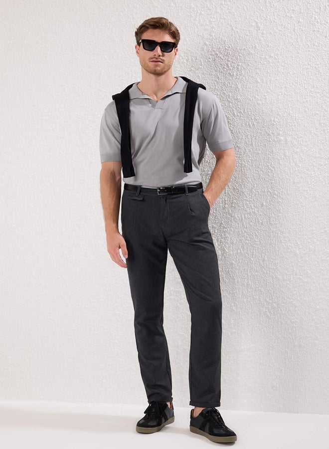trendyol Anthracite Italian Cut Pleated Classic Double Leg Fabric Trousers - Image 1