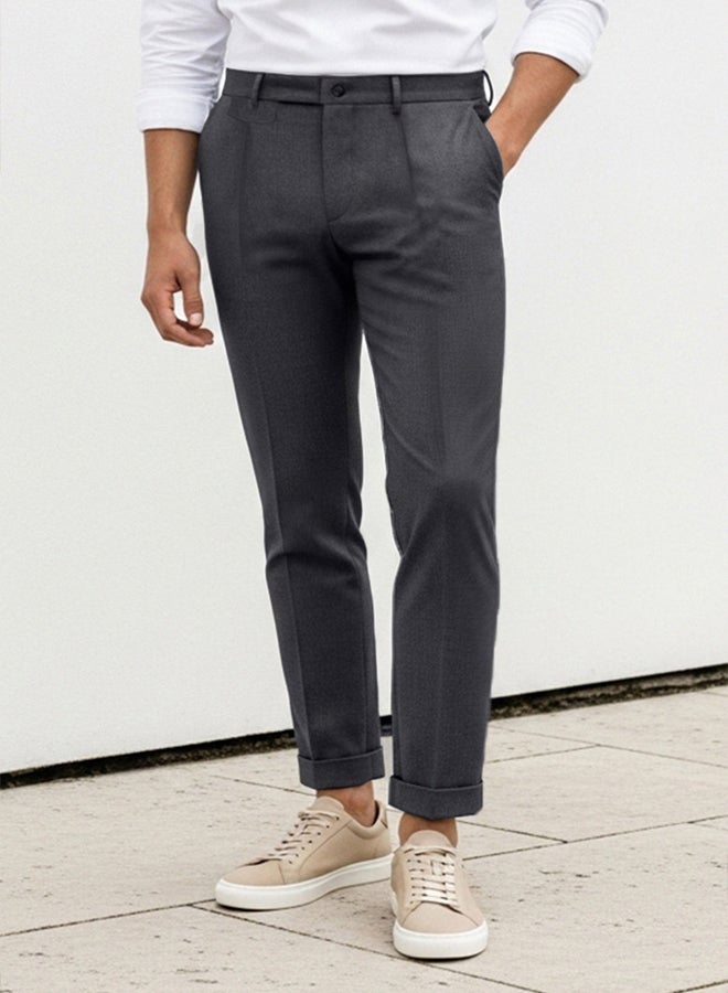trendyol Anthracite Italian Cut Pleated Classic Double Leg Fabric Trousers - Image 5