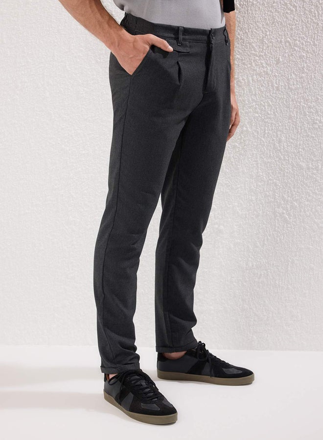 trendyol Anthracite Italian Cut Pleated Classic Double Leg Fabric Trousers - Image 3