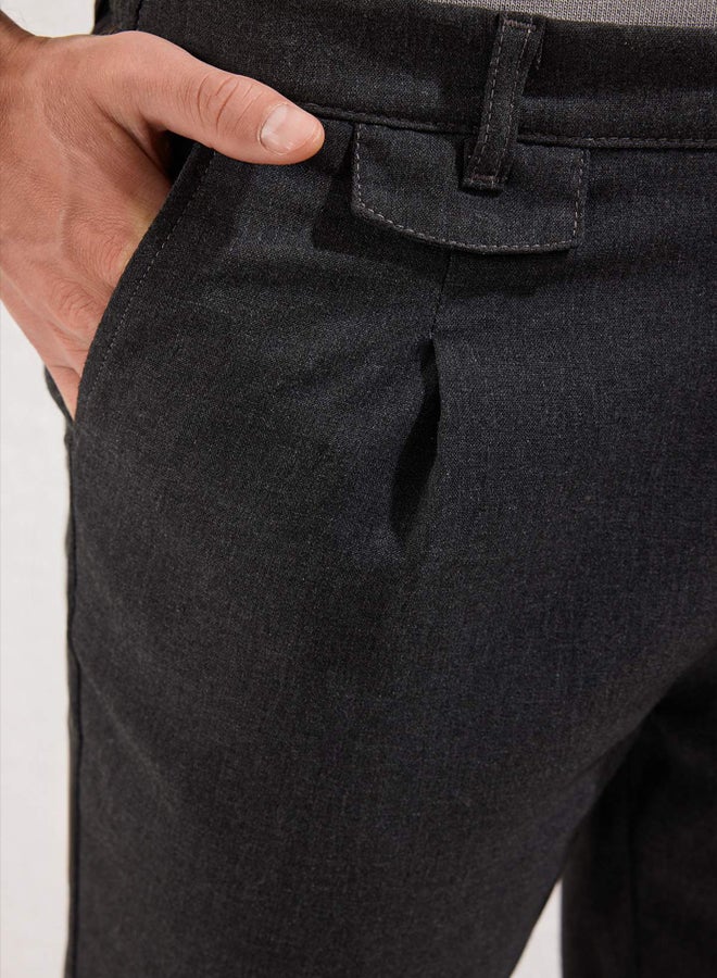 trendyol Anthracite Italian Cut Pleated Classic Double Leg Fabric Trousers - Image 4