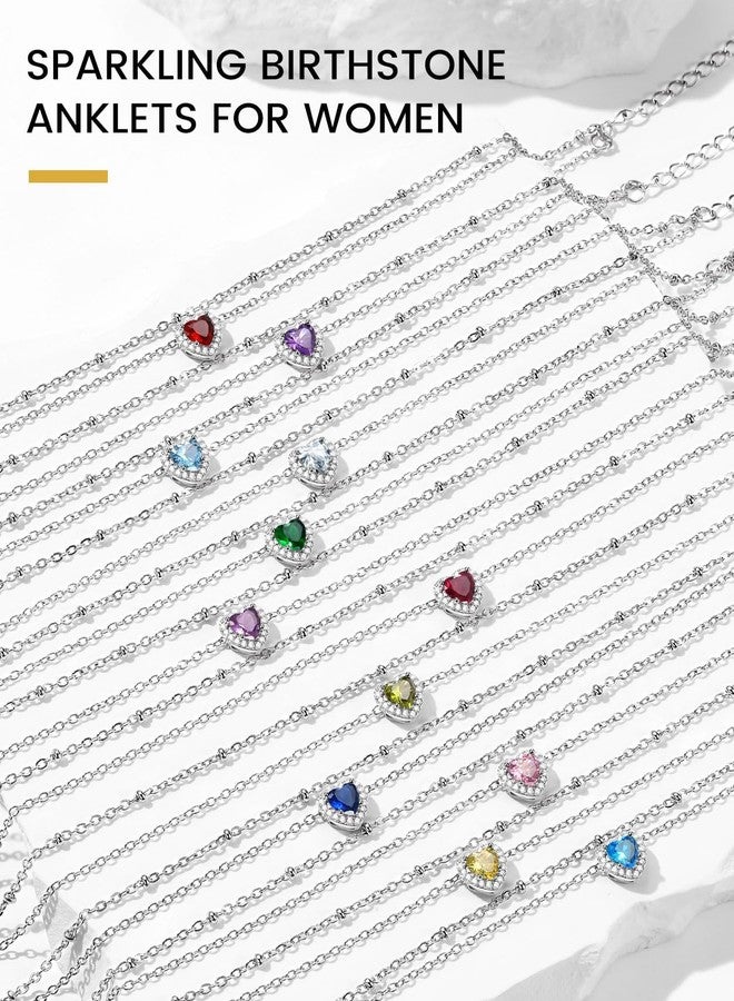 KeyStyle Heart Ankle Bracelet with Synthetic Emerald for Wife Mother, Women's May Birthstone Rolo Anklet Romantic Summer Jewelrys for Her - Image 4