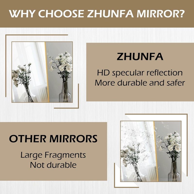 ZHUNFA Arched Full Length Floor Mirror, Oval Full Floor Mirror, Large Wall Mounted Arched-Top Body for Living Room, Bedroom, Bathroom, Entryway, Dressing Room (Gold, 64 * 21) - Image 5