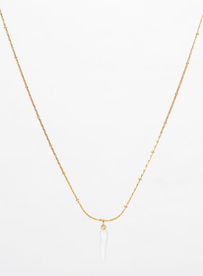 The Black Pearl Accessories White Chili Stainless Steel Golden Pendant Necklace - Image 2