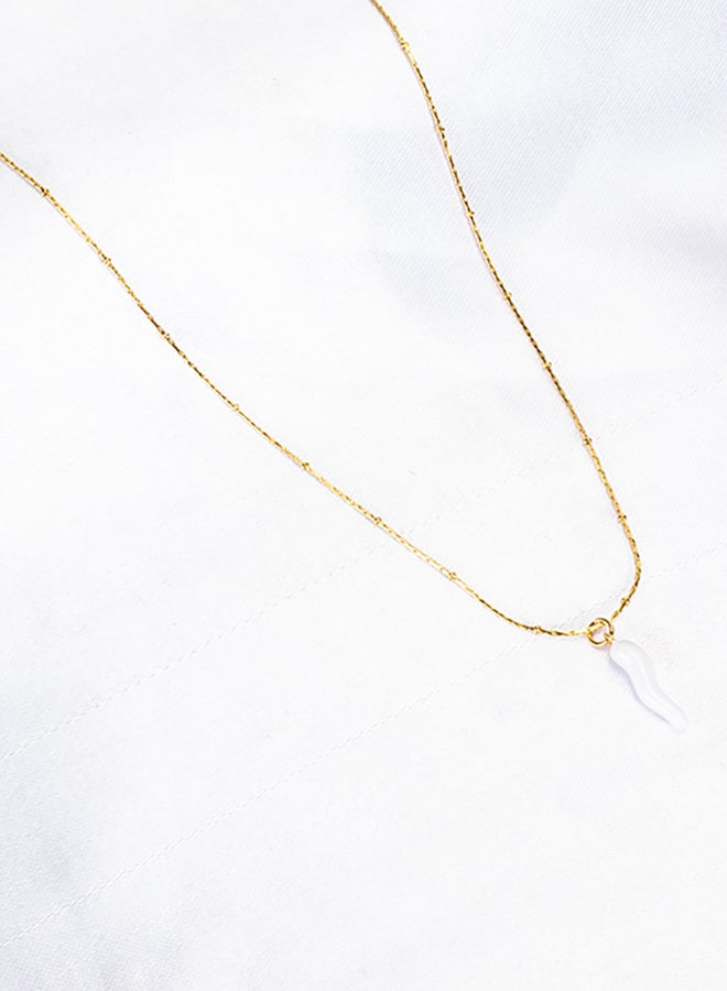The Black Pearl Accessories White Chili Stainless Steel Golden Pendant Necklace - Image 3