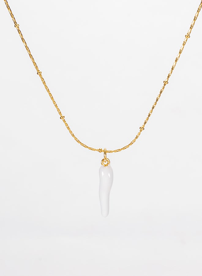 The Black Pearl Accessories White Chili Stainless Steel Golden Pendant Necklace - Image 1