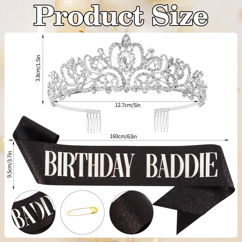 Hapdoo Birthday Baddie Sash & Sunglasses & Crown for Women, Hapdoo â€œBIRTHDAY BADDIEâ€ Sash for Girl, Happy Funny Birthday Decorations Baddie Accessories for Women Party Favors Supplies - Image 4