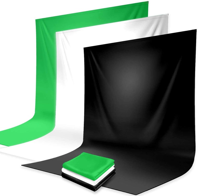 Hiffin 8 x 12 FT 3 PCS | Black | White | Green LEKERA Backdrop Photo Light Studio Photography Background (HIFFIN Background) - Image 1