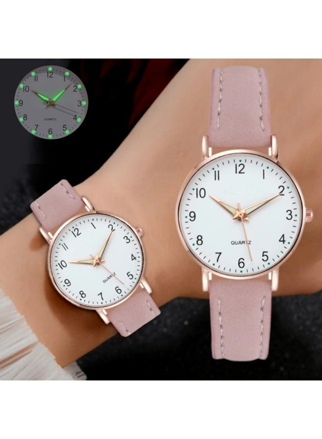 كوارتز Women's Watches, Classic Quartz Watch with Luminouse Easy Read Dial, Leather Watch Band, Vintage Small Face Round Watches for Women, Birthday Gift for Ladies - Image 3