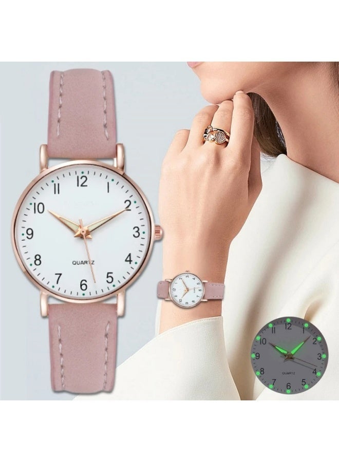 كوارتز Women's Watches, Classic Quartz Watch with Luminouse Easy Read Dial, Leather Watch Band, Vintage Small Face Round Watches for Women, Birthday Gift for Ladies - Image 4