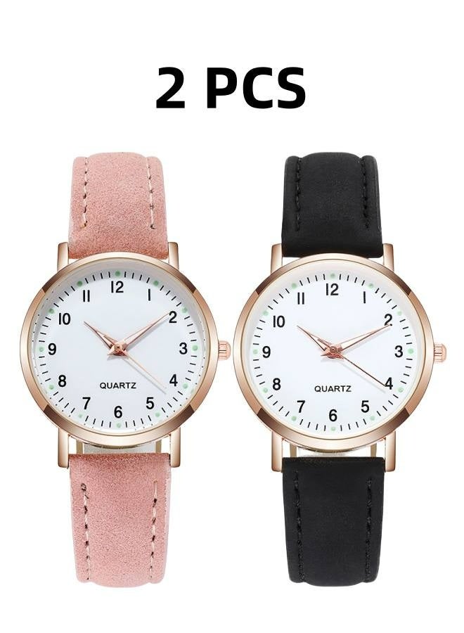 كوارتز Women's Watches, Classic Quartz Watch with Luminouse Easy Read Dial, Leather Watch Band, Vintage Small Face Round Watches for Women, Birthday Gift for Ladies - Image 2
