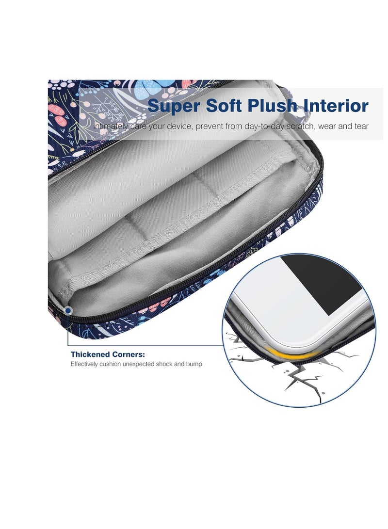 9-11" Tablet Sleeve Bag Case with Shoulder Strap for iPad 10.2 2021-2019, iPad 10th Generation 2022, iPad Air 5/4 10.9, iPad Pro 11 2022-2018, Galaxy Tab S9/S8/A8/A7 2023（Blue Flower） - Image 5