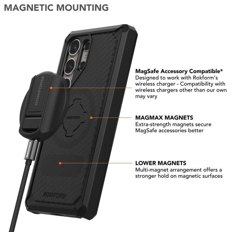 Rokform - Galaxy S24 Ultra Case, Rugged Series, Magnetic Case with Twist Lock, Drop Tested Armor (Black) - Image 5