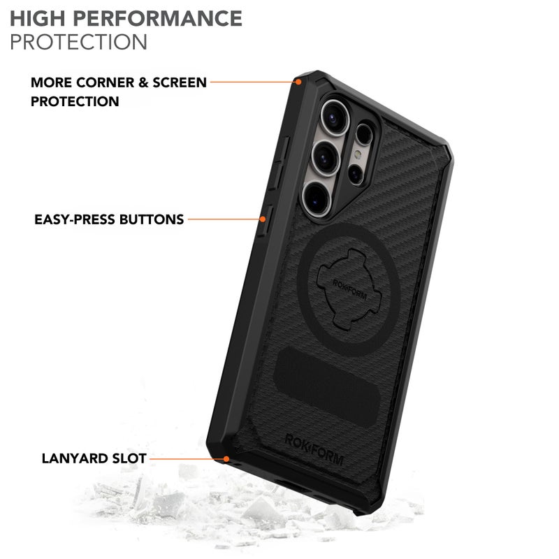 Rokform - Galaxy S24 Ultra Case, Rugged Series, Magnetic Case with Twist Lock, Drop Tested Armor (Black) - Image 3