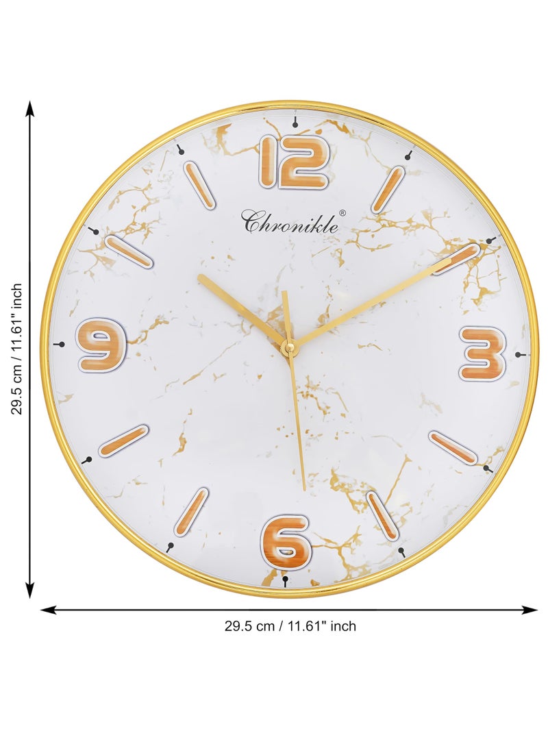 CHRONIKLE Designer Analog English Number Round Golden Color Plastic Case Wall Clock for Home Office Decor Living Room Bedroom (Size: 29.5 x 4 x 29.5 CM | Weight: 450 Gram) - Image 2