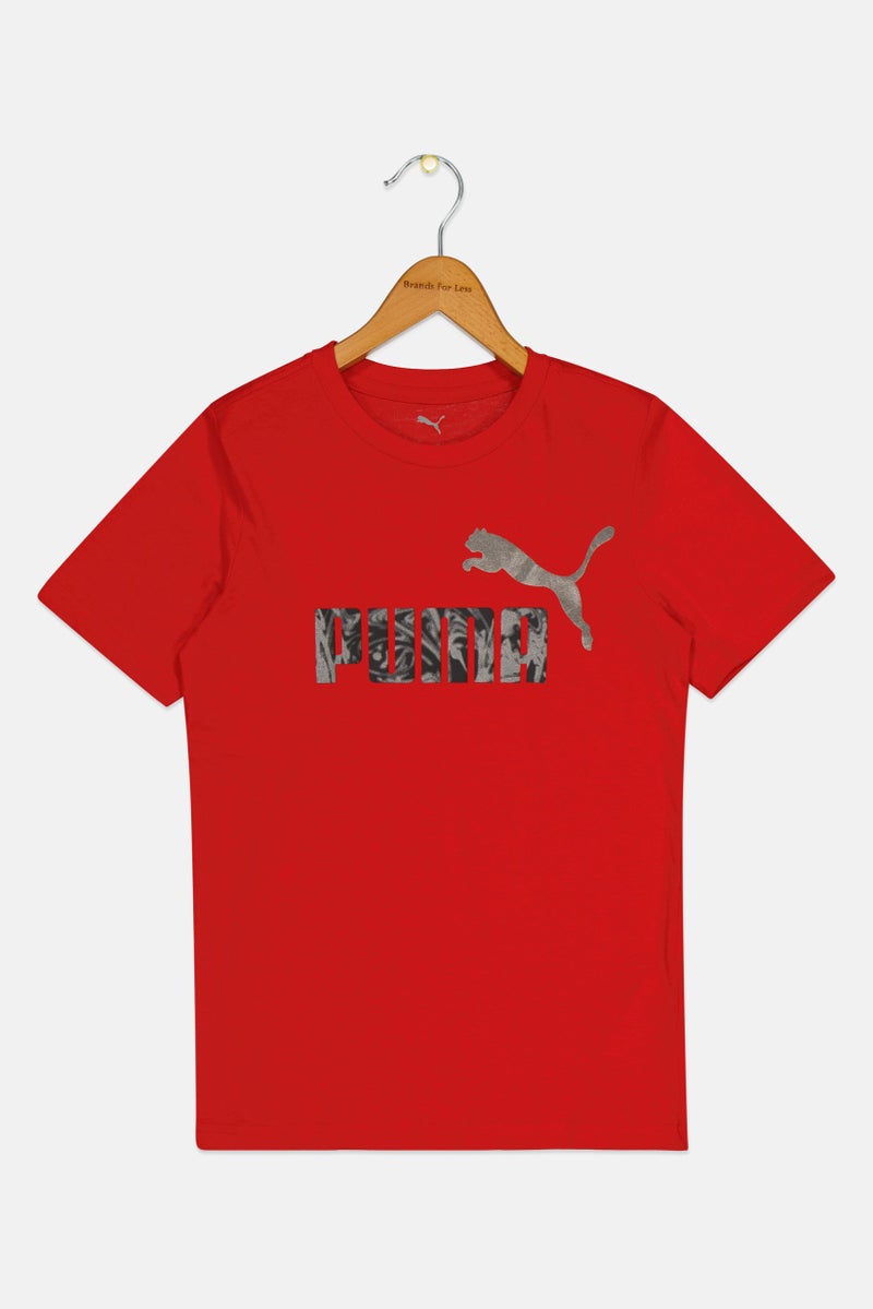PUMA ملابس رياضية للأطفال الأولاد قميص قصير الأكمام مناسب في الهواء الطلق، أحمر - Image 2