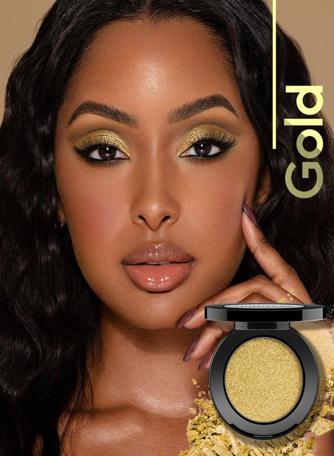 HOOMUSS Gold Eyeshadow Single Handmade Pressed Eyeshadow Palette Long Lasting With No Creasing, Intense Color Pigmented Gold Eye Shadow-1Gold - Image 2