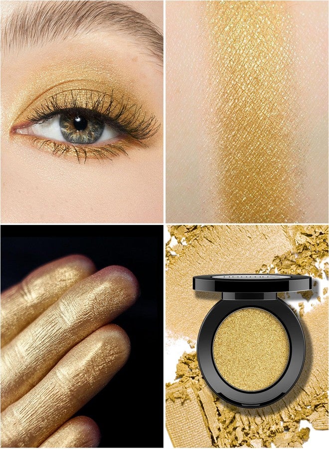 HOOMUSS Gold Eyeshadow Single Handmade Pressed Eyeshadow Palette Long Lasting With No Creasing, Intense Color Pigmented Gold Eye Shadow-1Gold - Image 3