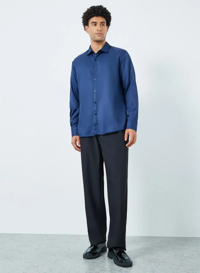 Take Two Men Navy Blue Long Sleeve Shirt