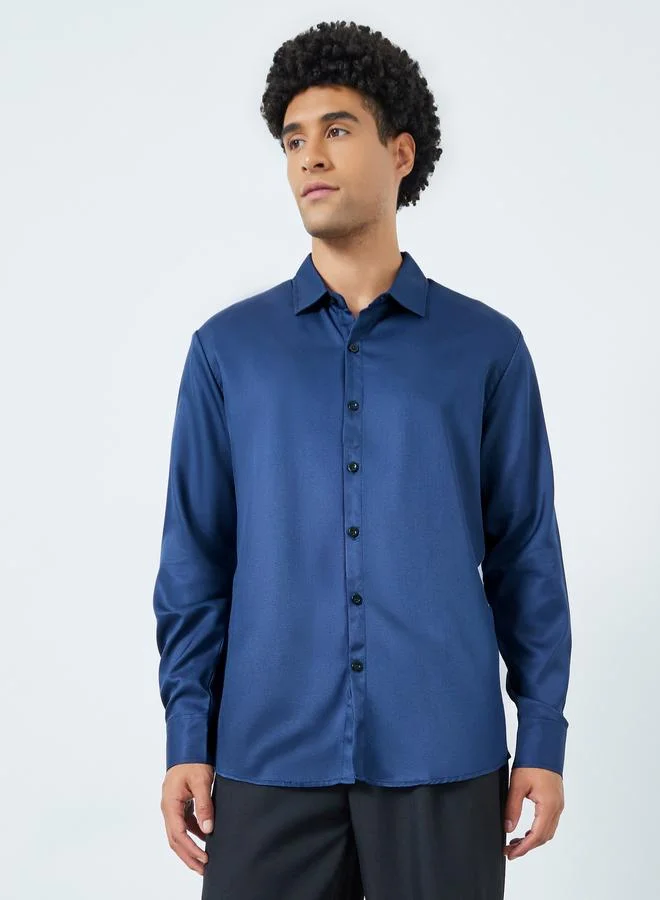 Take Two Men Navy Blue Long Sleeve Shirt