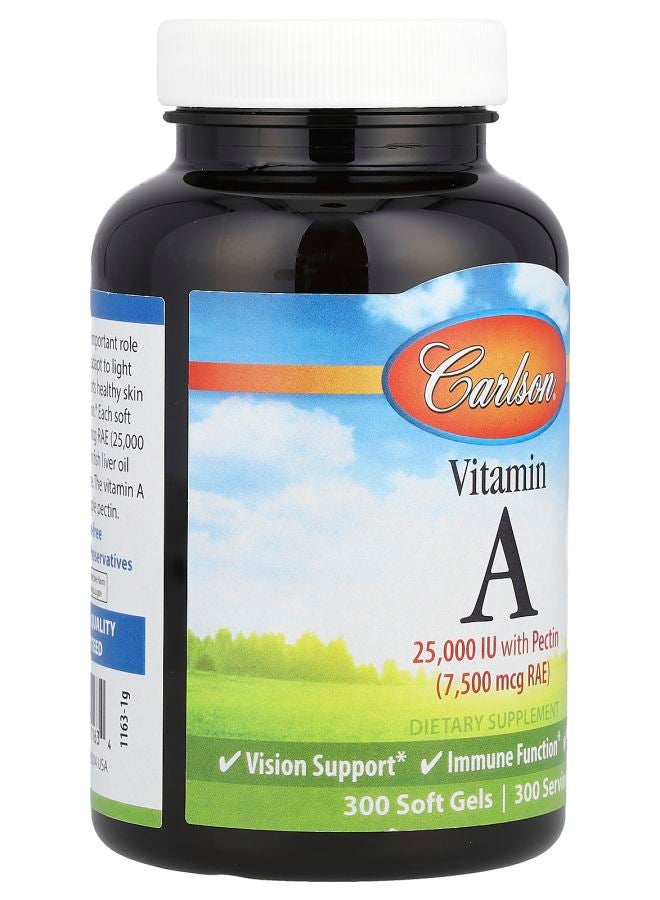 Carlson فيتامين أ 7500 ميكروغرام RAE (25000 وحدة دولية) 300 جيل طري - Image 2