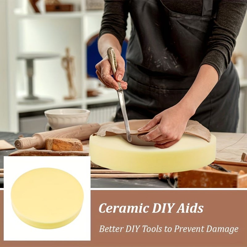 Round High Density Thick DIY Ceramic Craft Sponge Mat 11.81x1.97inch - Image 4