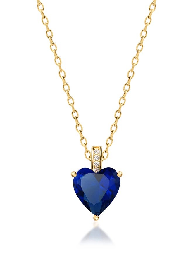 MIDDLUX Birthstone Necklace for Women, Heart Necklace, Birthstone Jewelry, Sapphire Necklace, Sapphire Jewelry for Women, September Birthday Gifts for Women, Sapphire Necklace for Women, Blue Necklace - Image 1