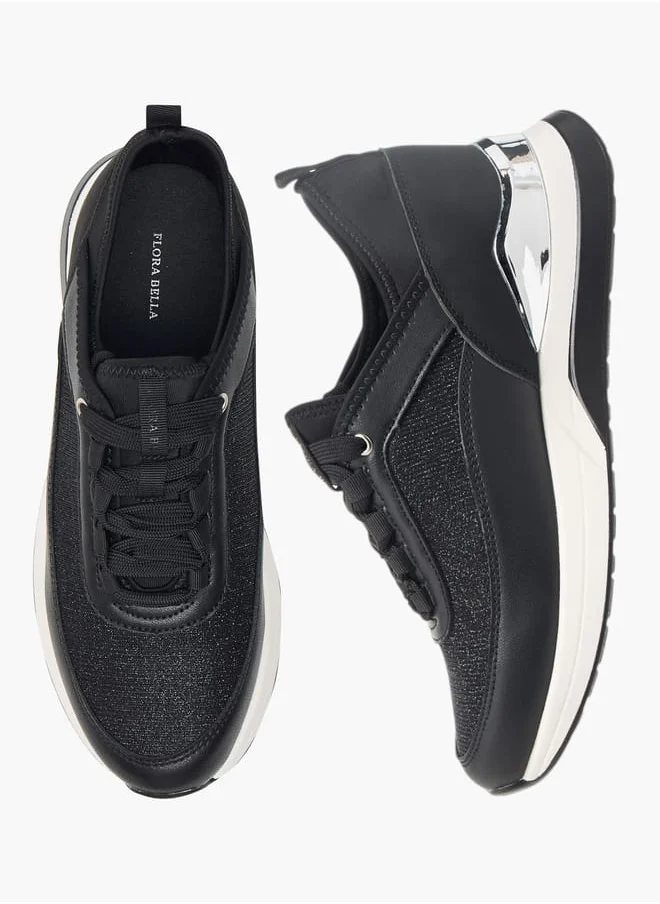 Flora Bella By Shoexpress Womens Glitter Embellished Sneakers With Lace-Up Closure