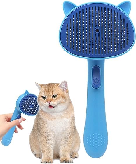 VAJIN Cat Grooming Brush Pets Slicker Brushes Pet Massage | Self Cleaning Slicker Brush, Pet Grooming Shedding Brush for Dogs and Cats | Cat Pattern Pet Fur Remover (1 Pc, Multicolor) - Image 5