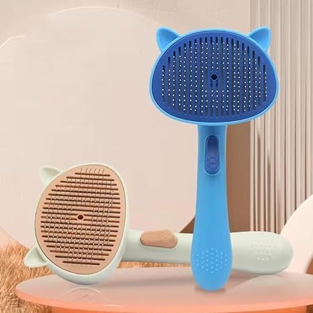 VAJIN Cat Grooming Brush Pets Slicker Brushes Pet Massage | Self Cleaning Slicker Brush, Pet Grooming Shedding Brush for Dogs and Cats | Cat Pattern Pet Fur Remover (1 Pc, Multicolor) - Image 3