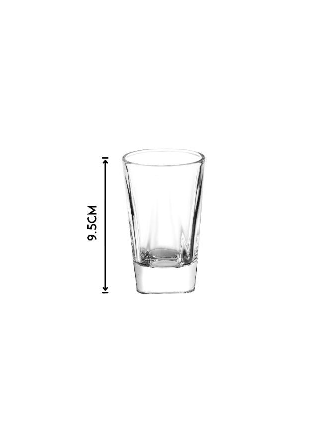 Six clear glass cups for use in events and serving welcome juices, size 9.5 cm. - Image 4