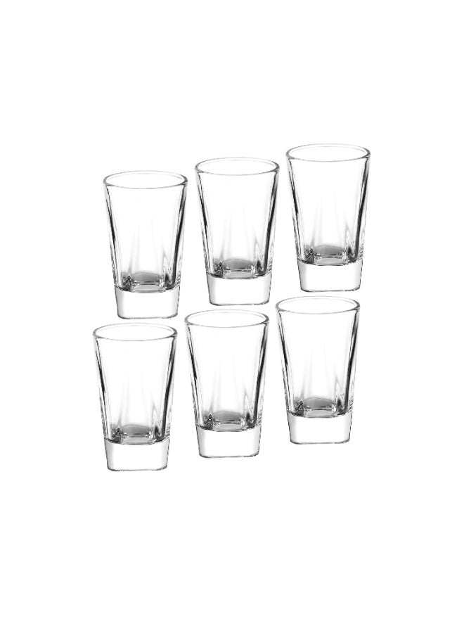 Six clear glass cups for use in events and serving welcome juices, size 9.5 cm. - Image 3