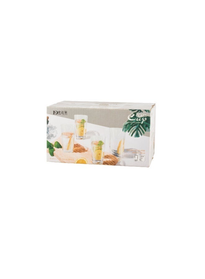 Six clear glass cups for use in events and serving welcome juices, size 9.5 cm. - Image 5