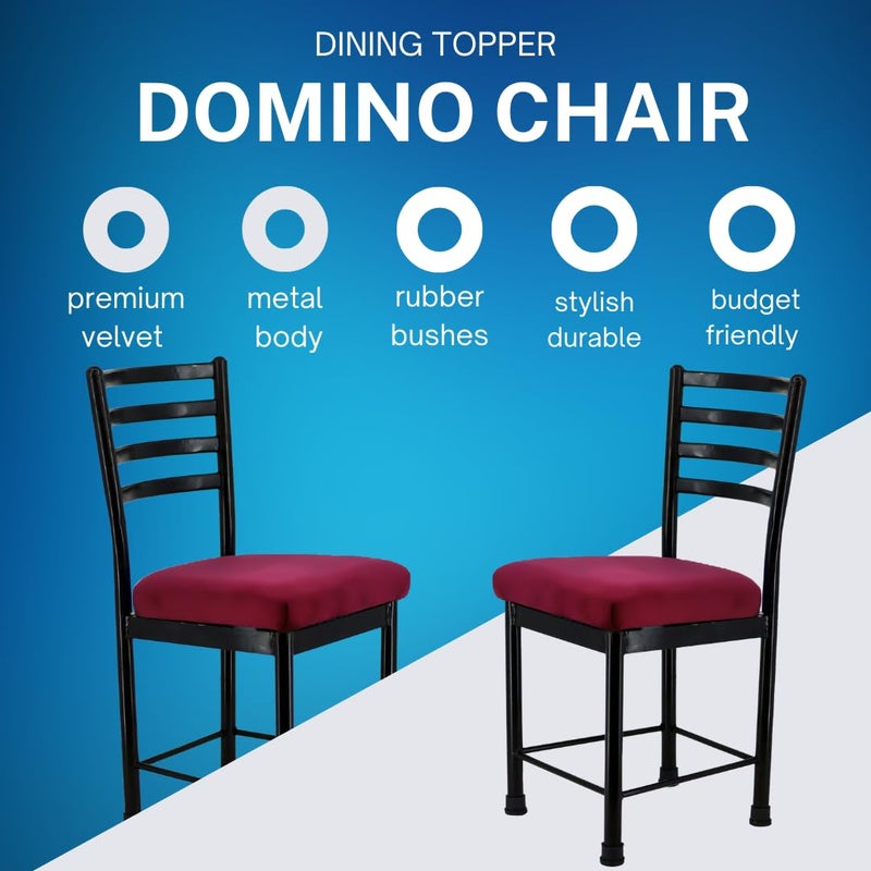 Zidle Asphalt Visitor and Dining Set of 2 Maroon Velvet seat Cushion Chair for Living Room Cafe Home Restaurant Powder Coated Metal Legs Black 2 Maroon Velvet seat Black Coated Frame - Image 4