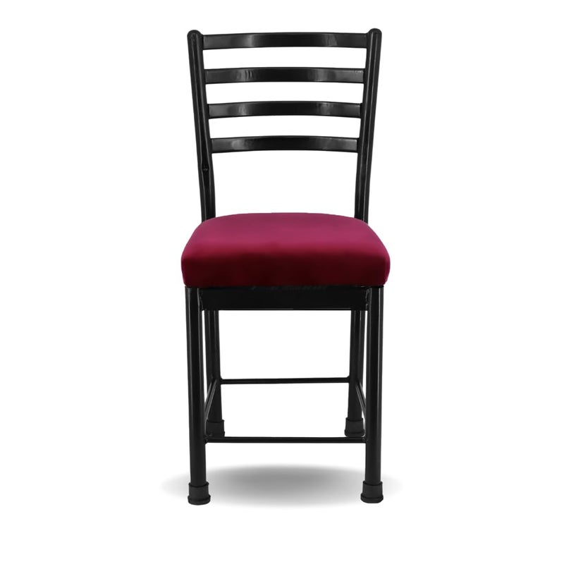 Zidle Asphalt Visitor and Dining Set of 2 Maroon Velvet seat Cushion Chair for Living Room Cafe Home Restaurant Powder Coated Metal Legs Black 2 Maroon Velvet seat Black Coated Frame - Image 5