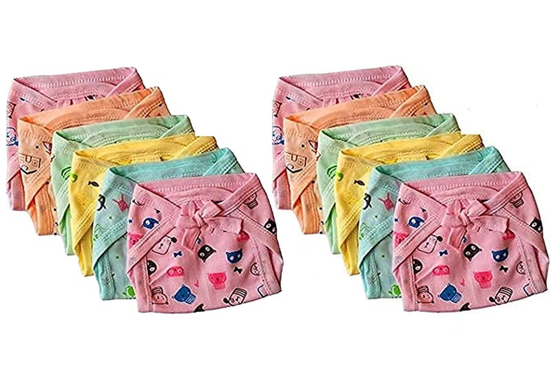 Teri Beri Baby's Cotton Cloth Diapers/Langot Washable and Reusable Nappies (Multicolour, 0-3 Months) Pack of 12 - Image 1