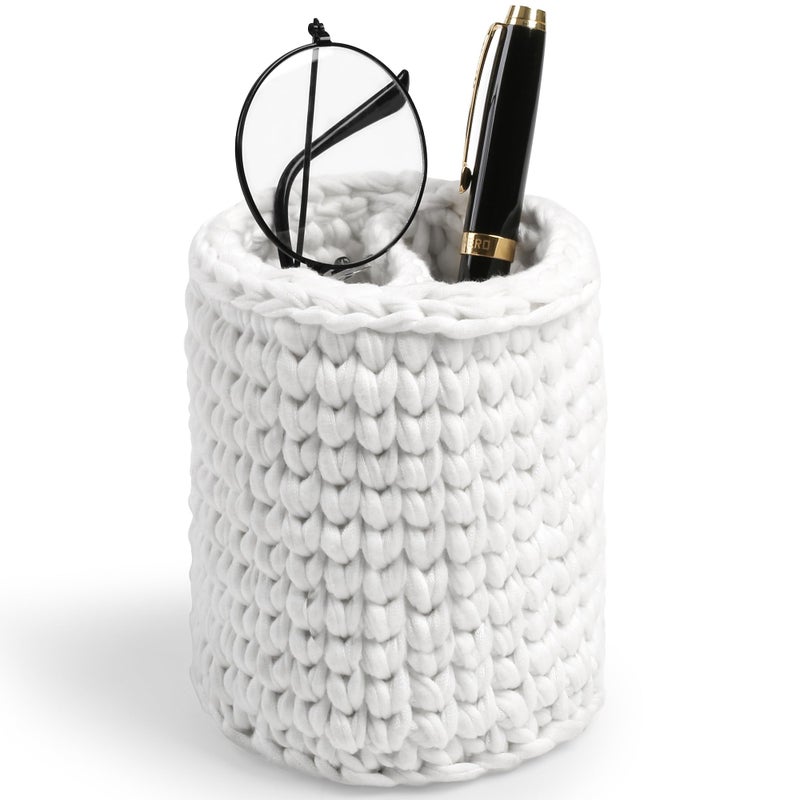 HOSROOME Glasses Holder for Nightstand Boho Decor Eyeglass Holder Stand for Office Desk Organizer Makeup Brush Holder OrganizerWhite - Image 2
