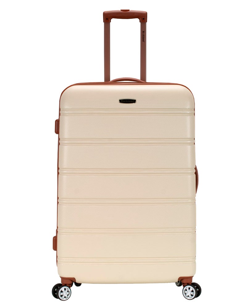Rockland Melbourne Hardside Expandable Spinner Wheel Luggage, White, Checked-Large 28-Inch - Image 1