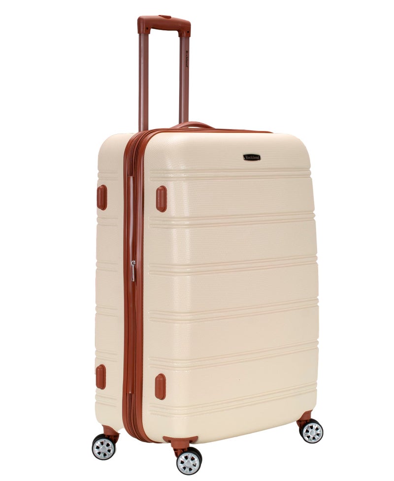 Rockland Melbourne Hardside Expandable Spinner Wheel Luggage, White, Checked-Large 28-Inch - Image 3