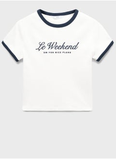 Youth Text Print Crop Top