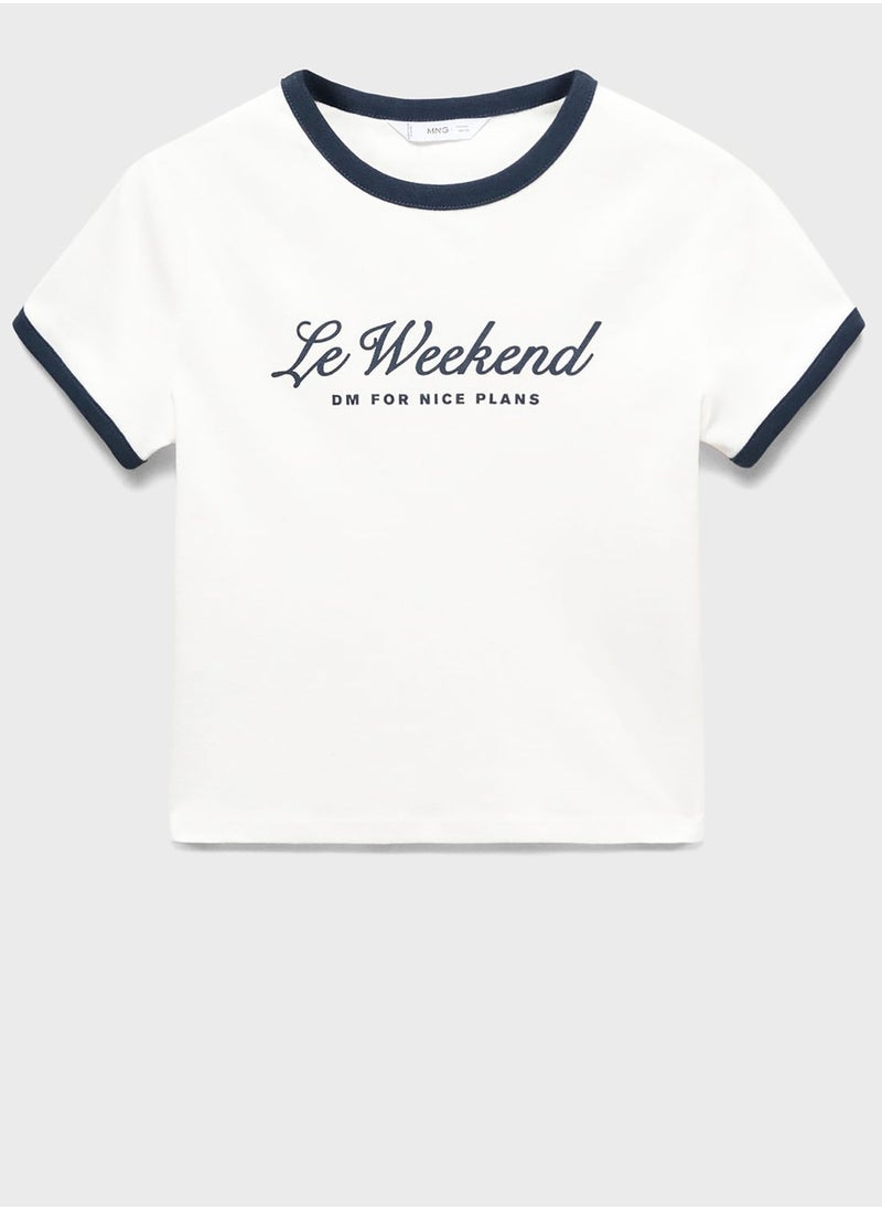 MANGO - Youth Text Print Crop Top - Image 1